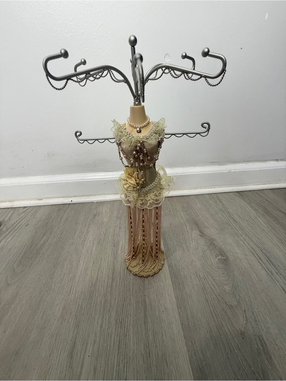 Dress Form Jewelry Stand in Cream and Gold